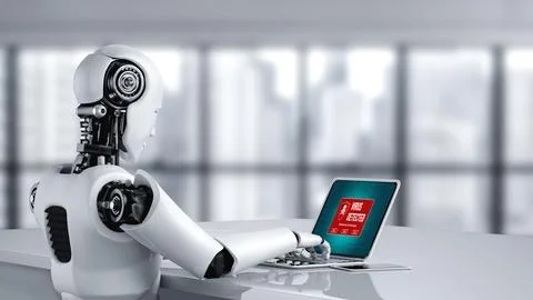 Virus warning alert on computer screen detected modish cyber threat Stock Photos