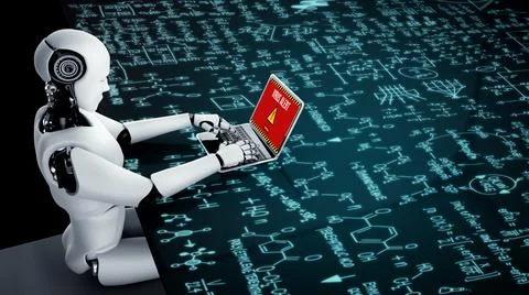 Virus warning alert on computer screen detected modish cyber threat Foto stock
