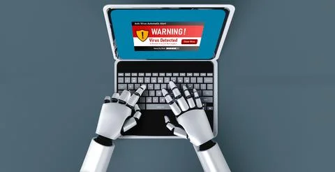 Virus warning alert on computer screen detected modish cyber threat Stock Photos