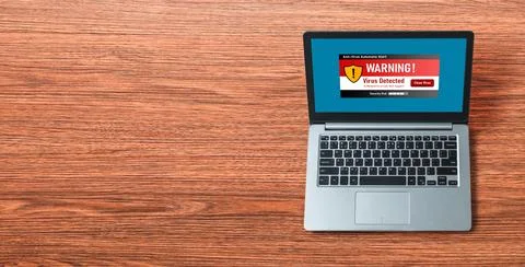 Virus warning alert on computer screen detected modish cyber threat 写真素材
