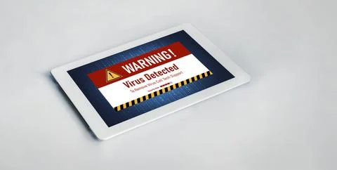 Virus warning alert on computer screen detected modish cyber threat Stock Photos