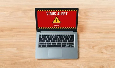 Virus warning alert on computer screen detected modish cyber threat Foto stock