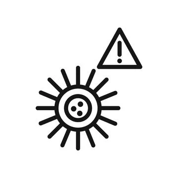 Virus Warning Alert icon Black line art vector logo Stock Illustration