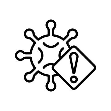 Virus Warning Alert icon linear logo mark in black and white Stock Illustration