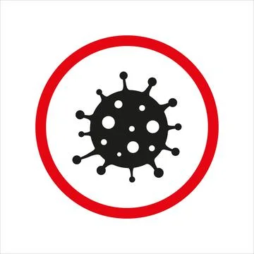 Virus warning circle sign on white background Stock Illustration