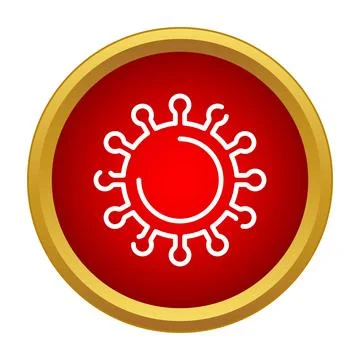 Virus warning icon on red push button Stock Illustration