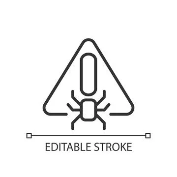 Virus warning pixel perfect linear icon Stock Illustration