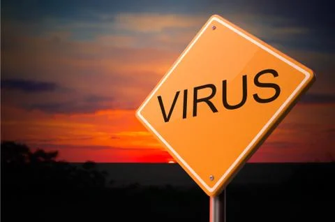 Virus on Warning Road Sign. イラスト素材
