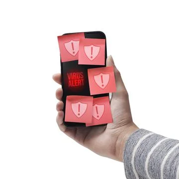 Virus warning on the smartphone Stock Photos