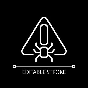 Virus warning white linear icon for dark theme Stockillustratie
