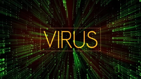 Virus word with matrix style binary code in background Stock Footage 314199645