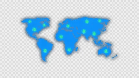 Virus on world map icon loop Animation disease flu video transparent backgr.. Stock Footage 294682293