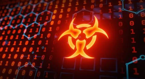 Virus in your computer binary data big data technology background Иллюстрация