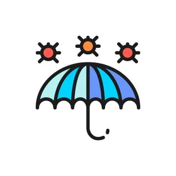 Viruses attack, data protection, antivirus, cyber security flat color line icon. Stockillustratie