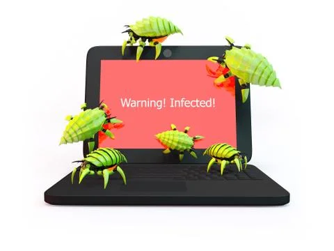 Viruses attack laptop Illustrazione stock