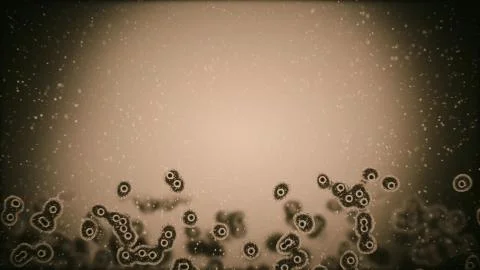 Viruses attacking cells or bacterias under microscope Stock Illustration