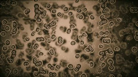 Viruses attacking cells or bacterias under microscope Stock Illustration