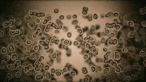 Viruses attacking cells or bacterias under microscope Stock Illustration