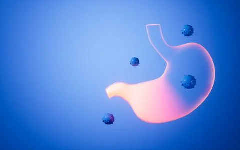 Viruses attacks the stomach, 3d rendering. Stock Illustration