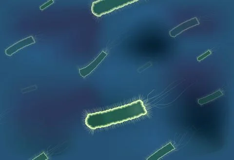 Viruses on Blue Background Stock Illustration