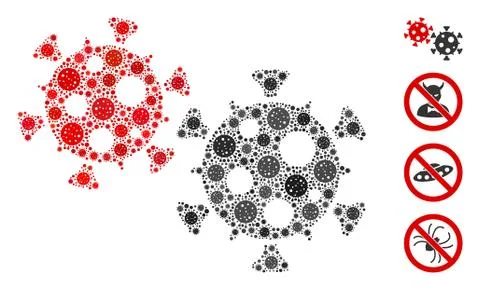 Viruses Collage of CoronaVirus Elements 스톡 일러스트