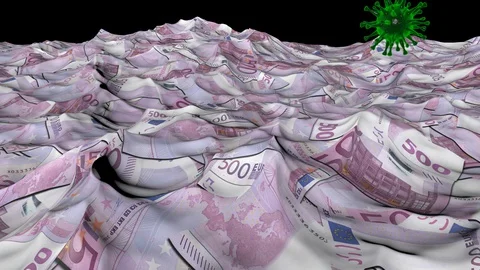 Viruses diving in an ocean of money Stock Footage 129752265