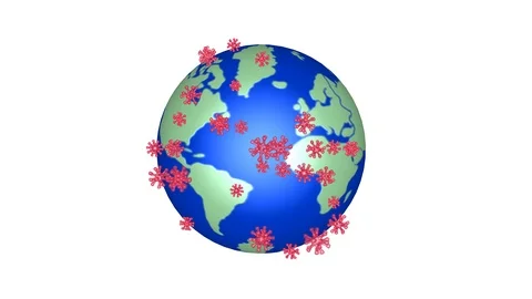 Viruses , germs , bacteria spreading around  planet earth. 3d animation Stock Footage 126364862