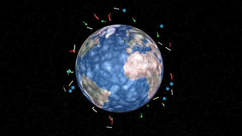 Viruses , germs , bacteria spreading around  planet earth. 3d animation Stock-Footage 126481608