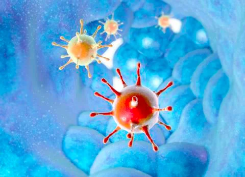 Viruses micro organisms duplication and propagation Stock Illustration