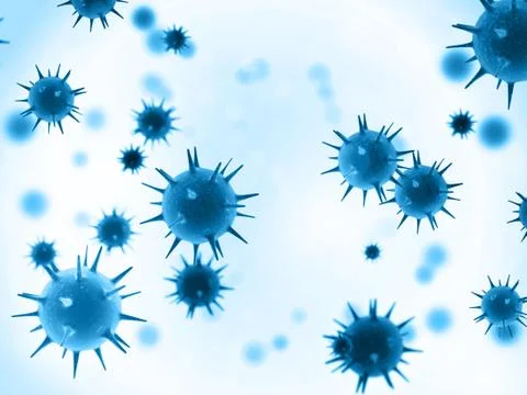 Viruses pathogenic microbes and bacteria under the microscope 3d illustration Stock Illustration