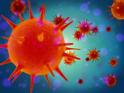 Viruses pathogenic microbes and bacteria under the microscope 3d illustration Stock Illustration