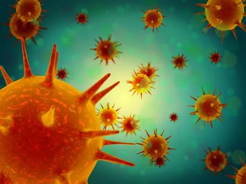Viruses pathogenic microbes and bacteria under the microscope 3d illustration Stock Illustration