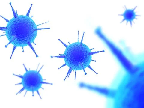 Viruses pathogenic microbes and bacteria under the microscope 3d illustration Stock Illustration