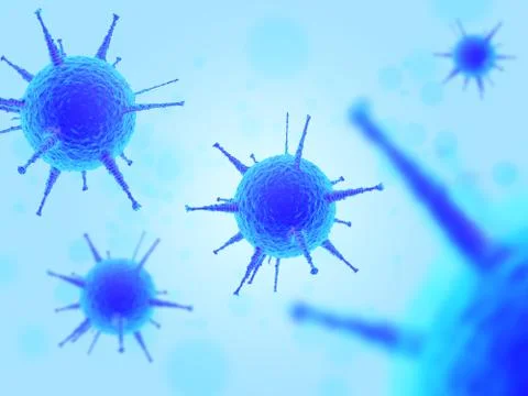 Viruses pathogenic microbes and bacteria under the microscope 3d illustration Stock Illustration