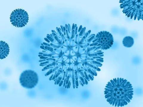 Viruses pathogenic microbes and bacteria under the microscope 3d illustration Stock Illustration