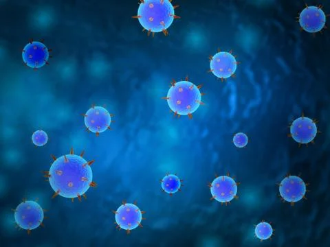 Viruses pathogenic microbes and bacteria under the microscope 3d illustration Stock Illustration