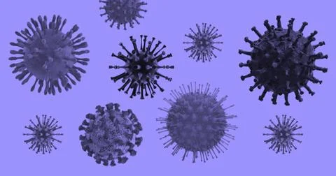 Viruses on purple background. Ilustração Stock