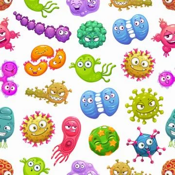 Viruses seamless pattern with bacterias and germs Stock Illustration