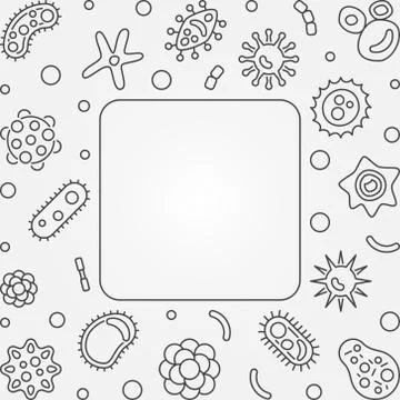 Viruses square frame. Vector concept outline illustration Stockillustratie
