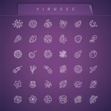 Viruses Thin Icons Set Stock Illustration