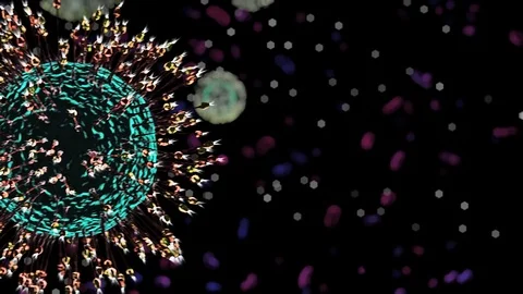 Viruses under microscope Stock Footage 89312076