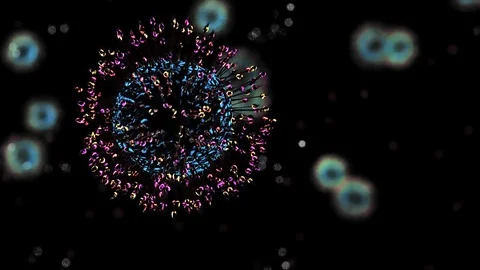 Viruses under microscope Stock Footage 89312224