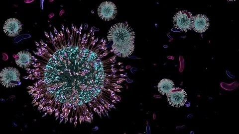 Viruses under microscope Stock Footage 89312530