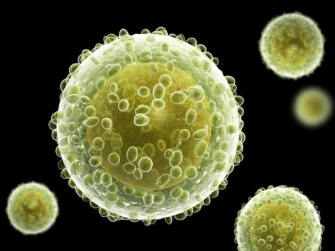 Viruses under microscope Stock Illustration