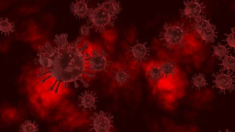 Viruses, Virus Cells floating in with red background. Coronavirus. Stock Footage 129346157