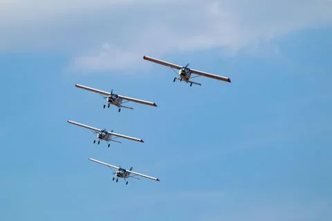 ViS-3 KhAZ-30 squadron aerobatic stunt at airshow Stock Photos