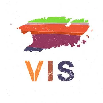 Vis map design. Shape of the island with beautiful geometric waves and grun.. Stock Illustration