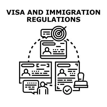 Visa and immigration regulations documents processing system Stock Illustration