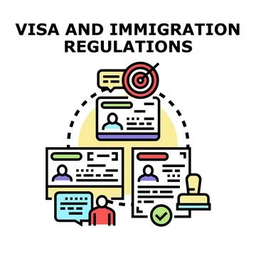 Visa and immigration regulations documents processing system Stock Illustration