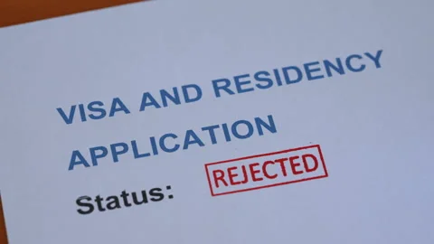 Visa And Residency Application Rejected Stamp Coming Down On Form Stock Footage 343452245